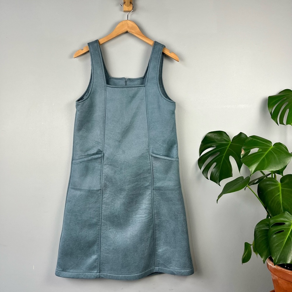 Kidichic Blue Faux Suede Pinafore Dress